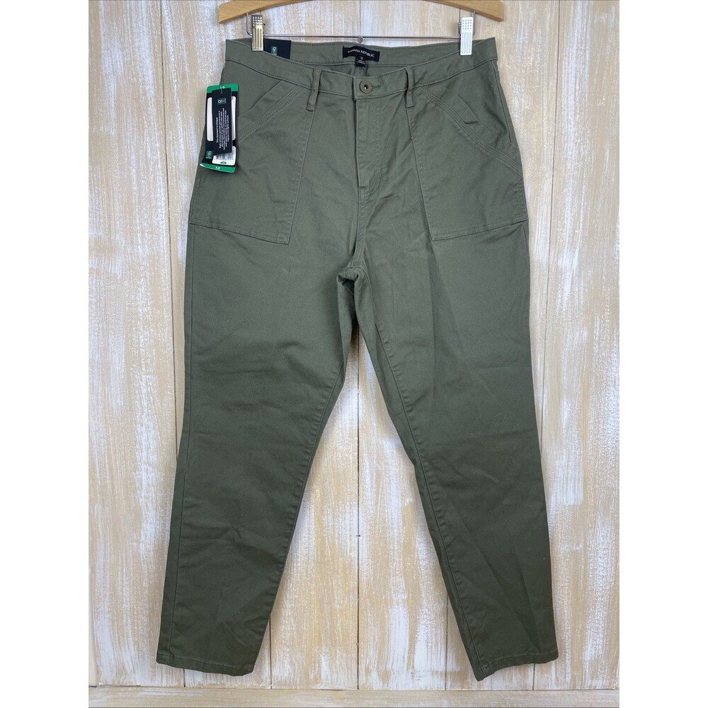 NWT Banana Republic Women's High Rise Twill Pants Green Size 12